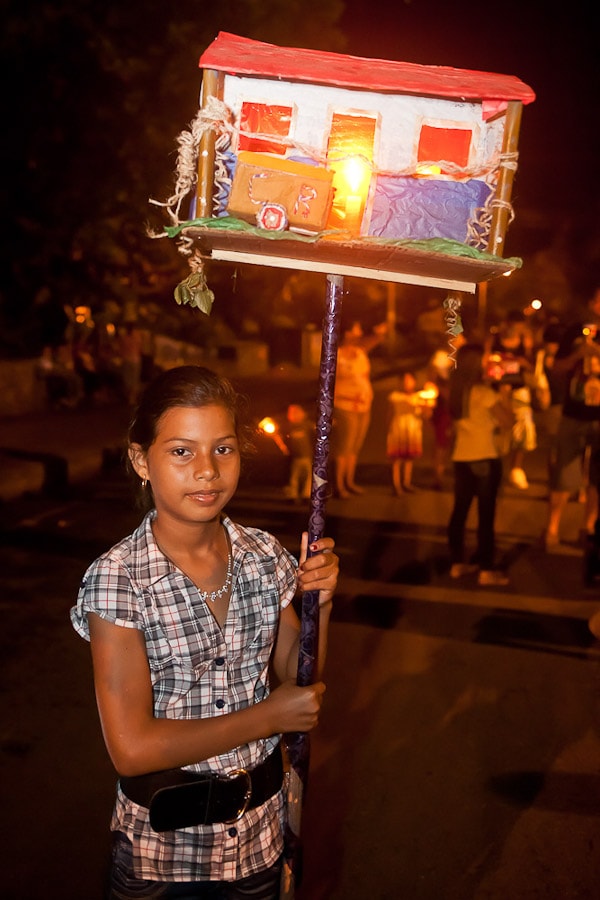 Girl with farol at parade in Costa Rica