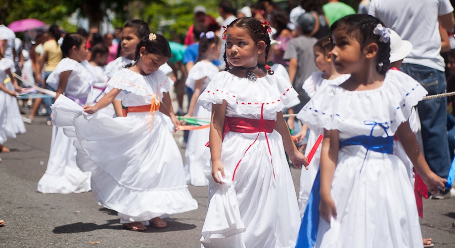 Girl in traditional dresses in Costa Rica