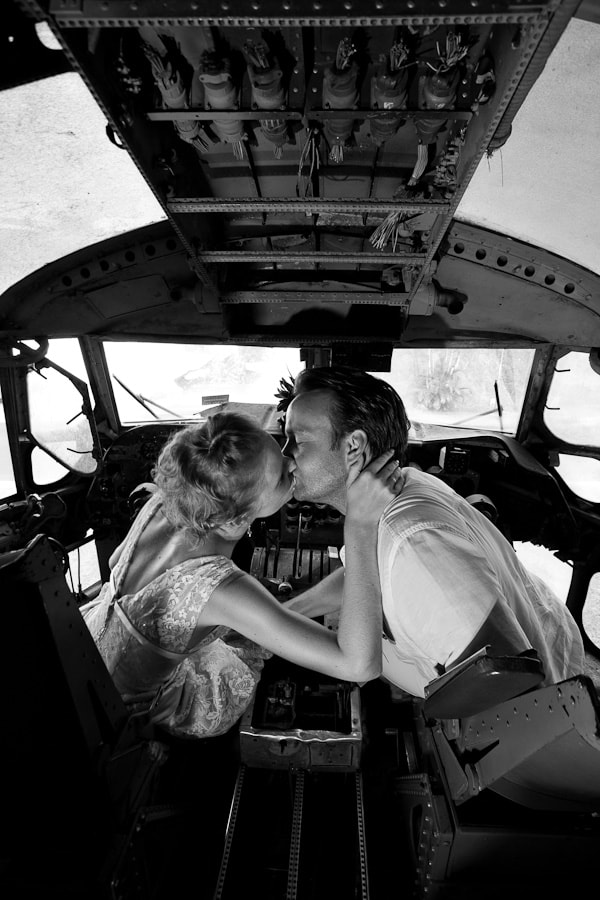 Wedding in abandoned plane in Costa Rica.