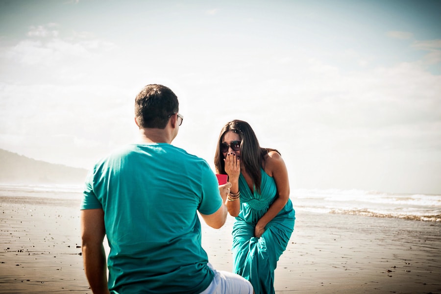 Man Proposes to wife on beach in Costa Rica.