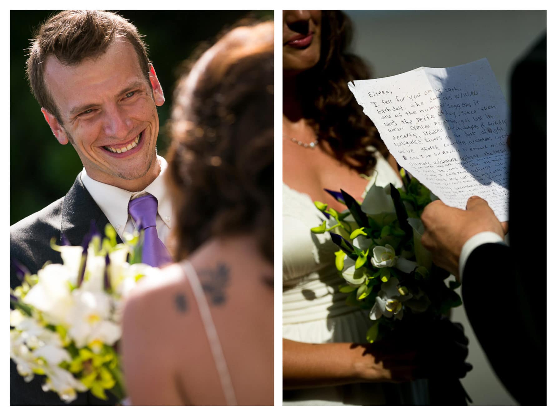 Groom smiling during wedding ceremony. Elopements are so special!