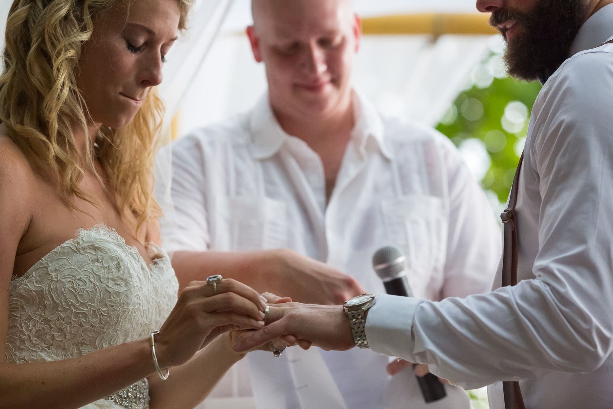 Exchange of wedding rings during wedding ceremony