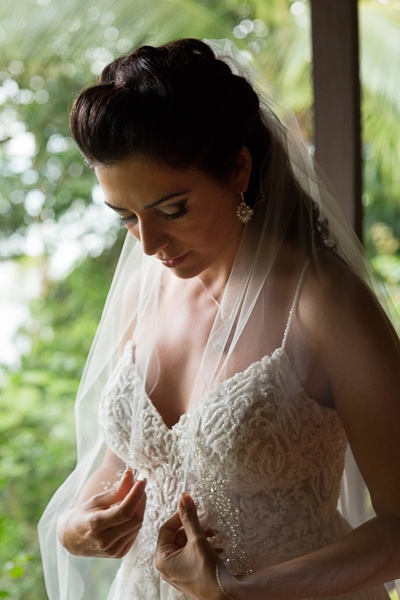 Bride before wedding in Drake Bay