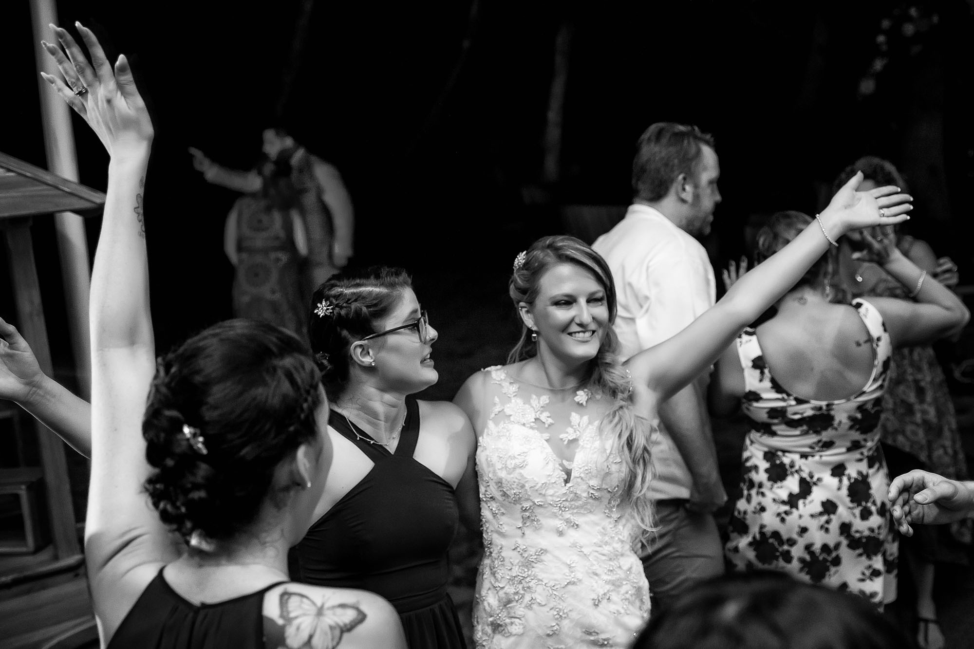 Dancing at the beach wedding reception