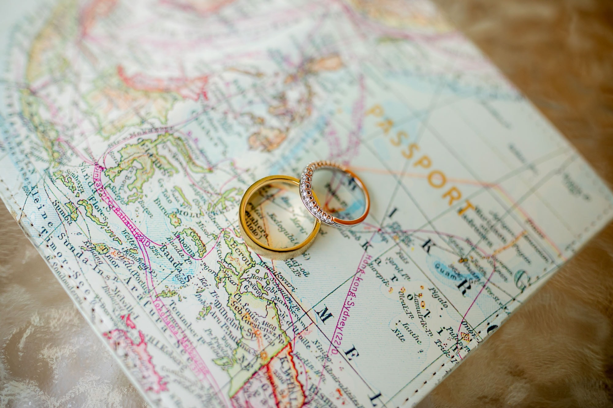 wedding rings shown on a map