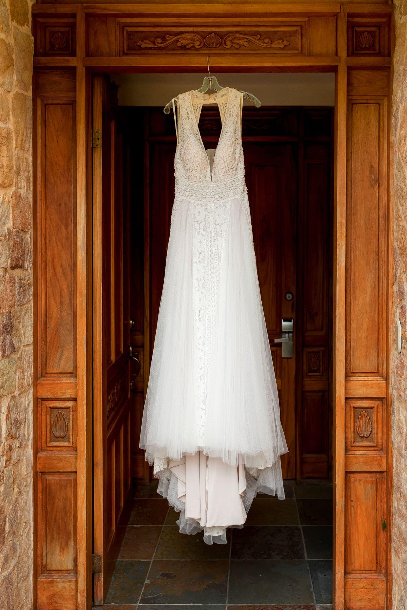 The dress hanging in a doorway