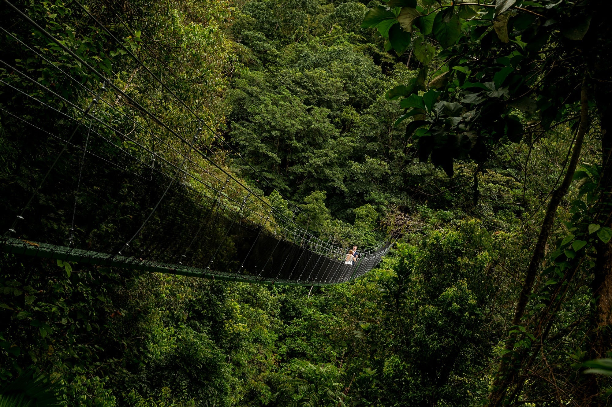 Off the beaten path in Costa Rica on a suspension bridge
