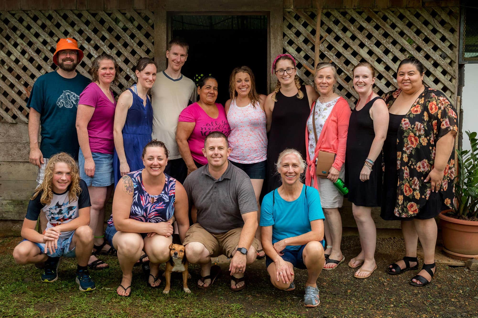 The wedding party with the local Costa Rican woman who welcomed them to her home